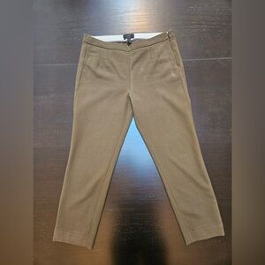 JCrew Martie Slim Fit, Olive Green Ankle Length Pants —Wool Blend—